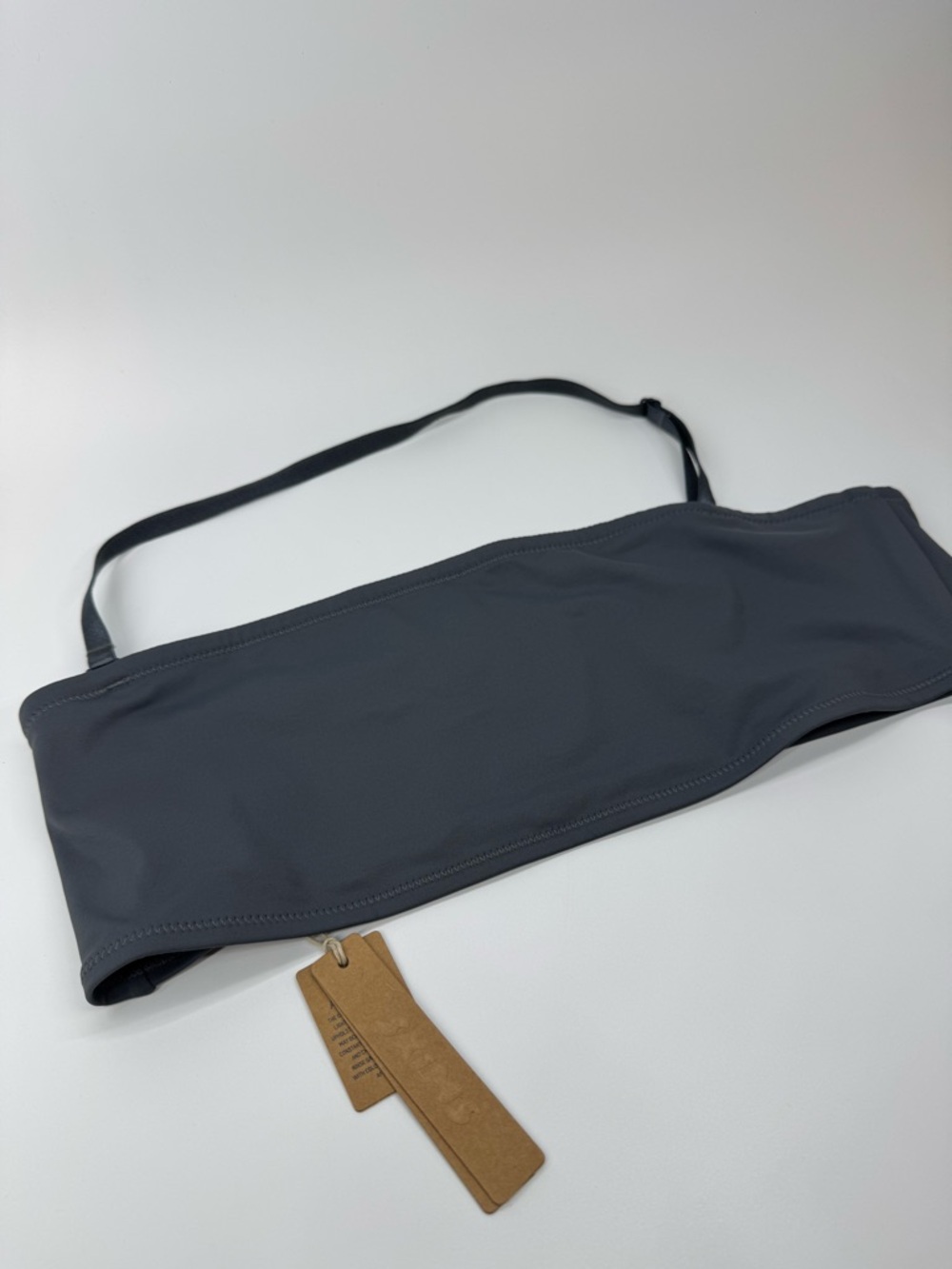 SKIMS Swim Bandeau Bikini Top Gunmetal Size Large L NWT